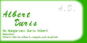 albert duris business card